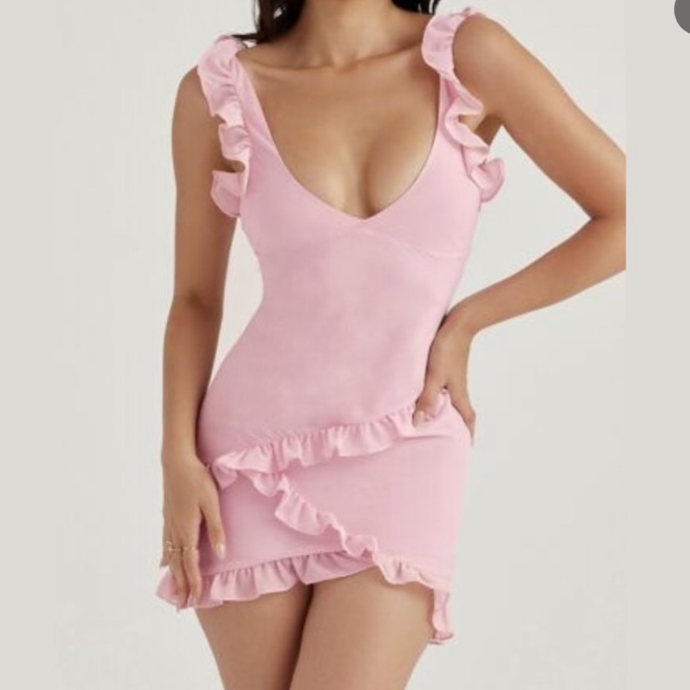 House of CB Pink Ruffle Mini Dress